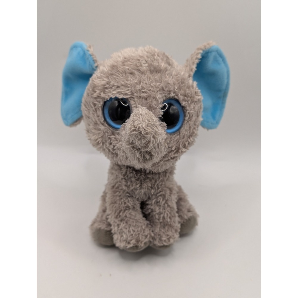 Ty Beanie Boos Peanut Elephant Grey Blue Glitter Eye Plush Stuffed Animal 6 inch